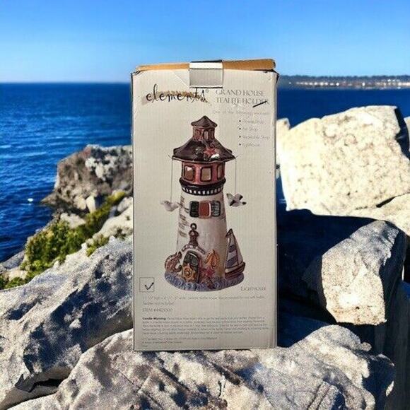 New‎ Elements Lighthouse Grand House Tealight Candle Holder Sea Ocean Sailboat - Picture 2 of 13